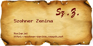 Szohner Zenina névjegykártya